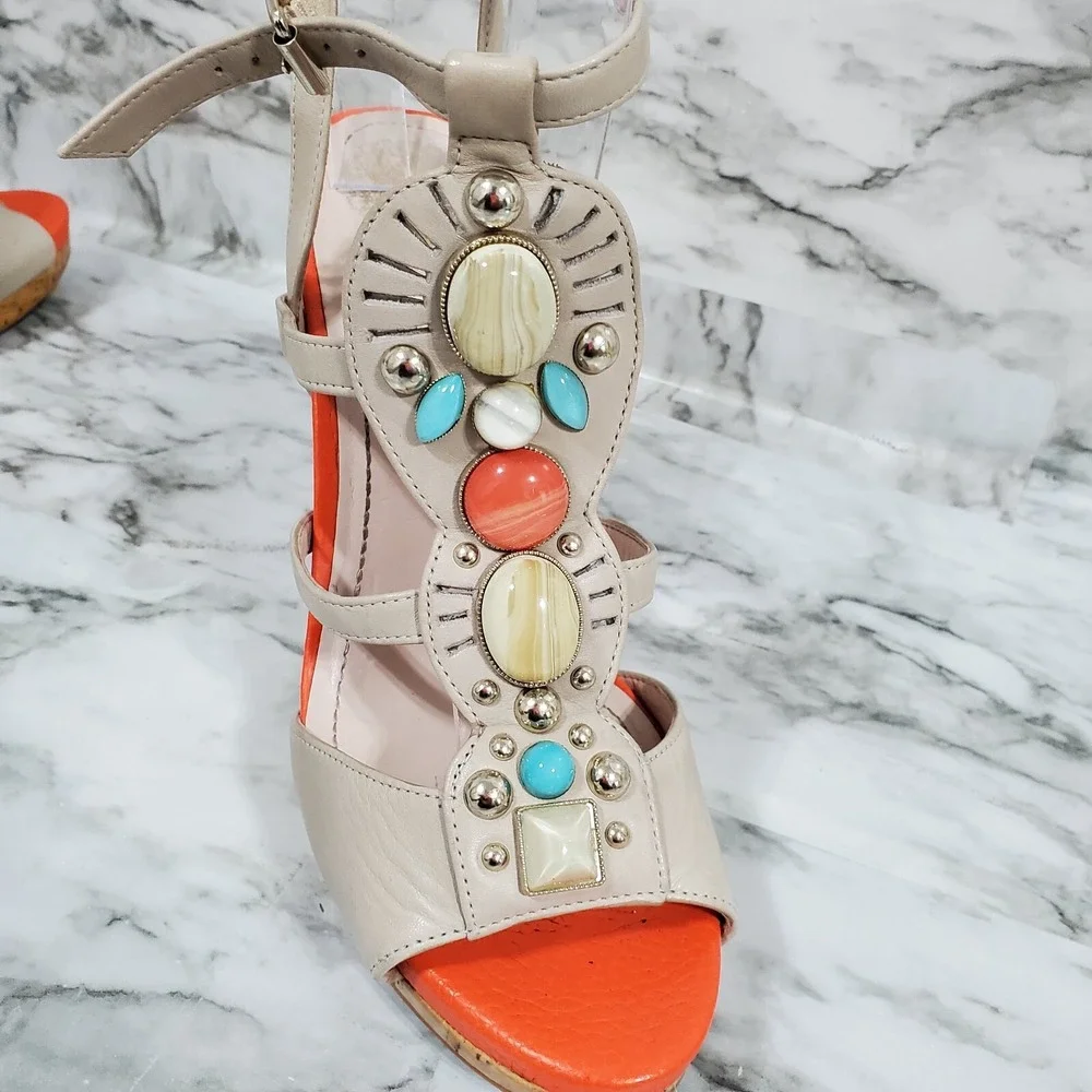 Vince Camuto Sandals Women's 8.5 M Multicolor High‎ Stiletto Heels Jewels Gems